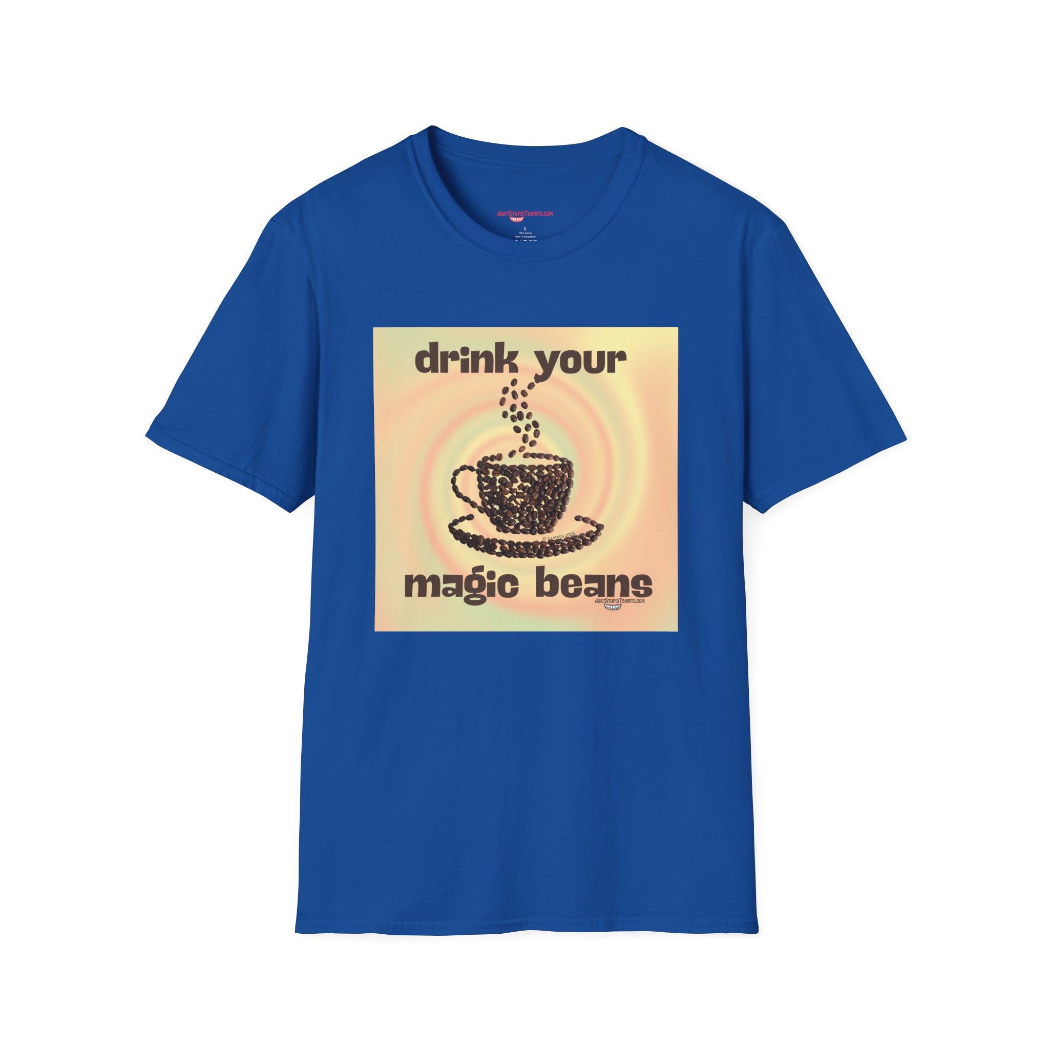 "Drink Your Magic Beans" Retro Coffee Cup T-Shirt —