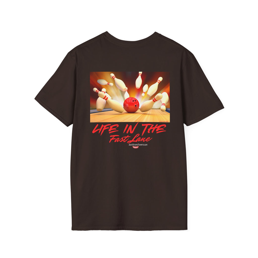 'Life in the Fast Lane' Bowling Graphic Tee- 2 sided Bowling Shirt- League Night shirt