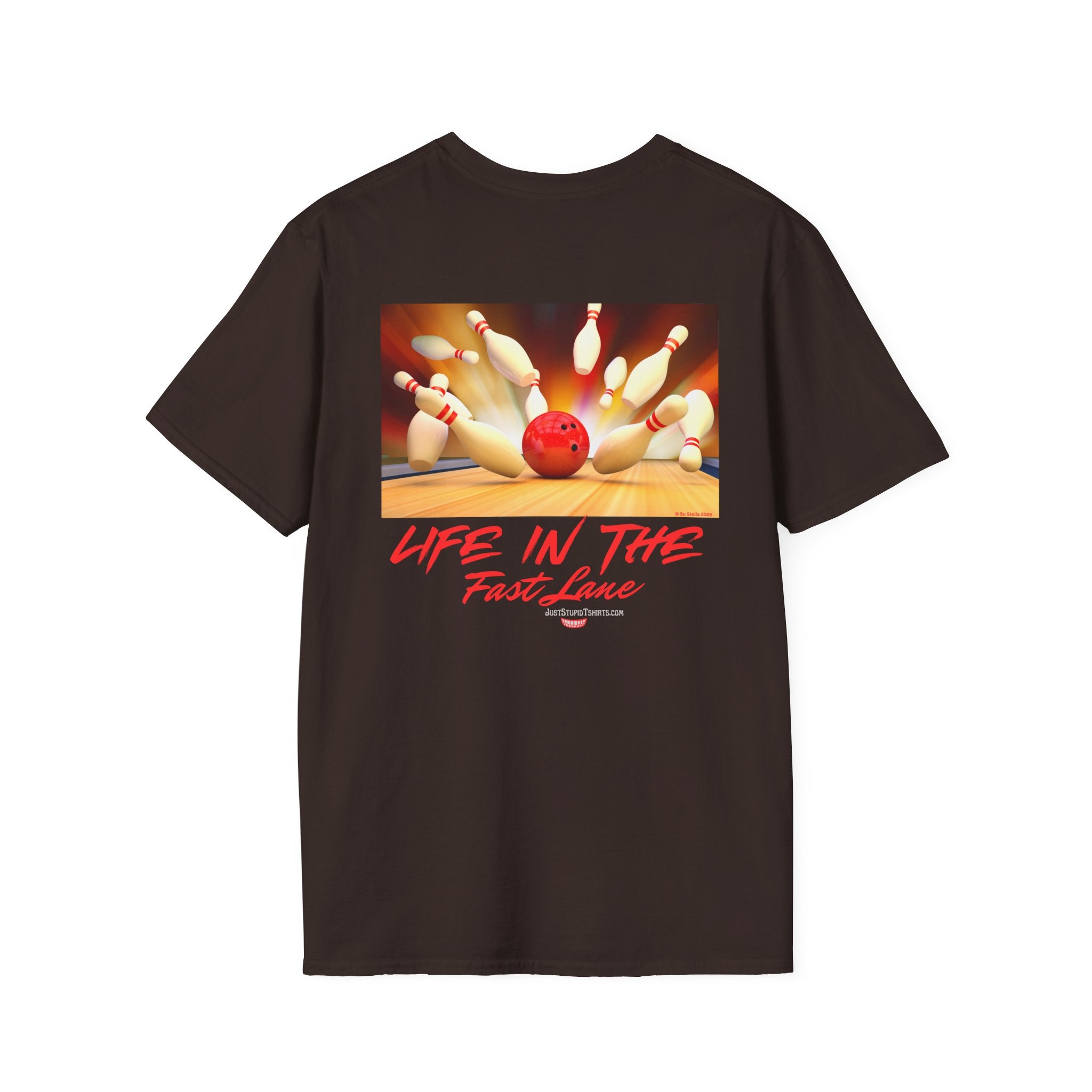 'Life in the Fast Lane' Bowling Graphic Tee- 2 sided Bowling Shirt- League Night shirt