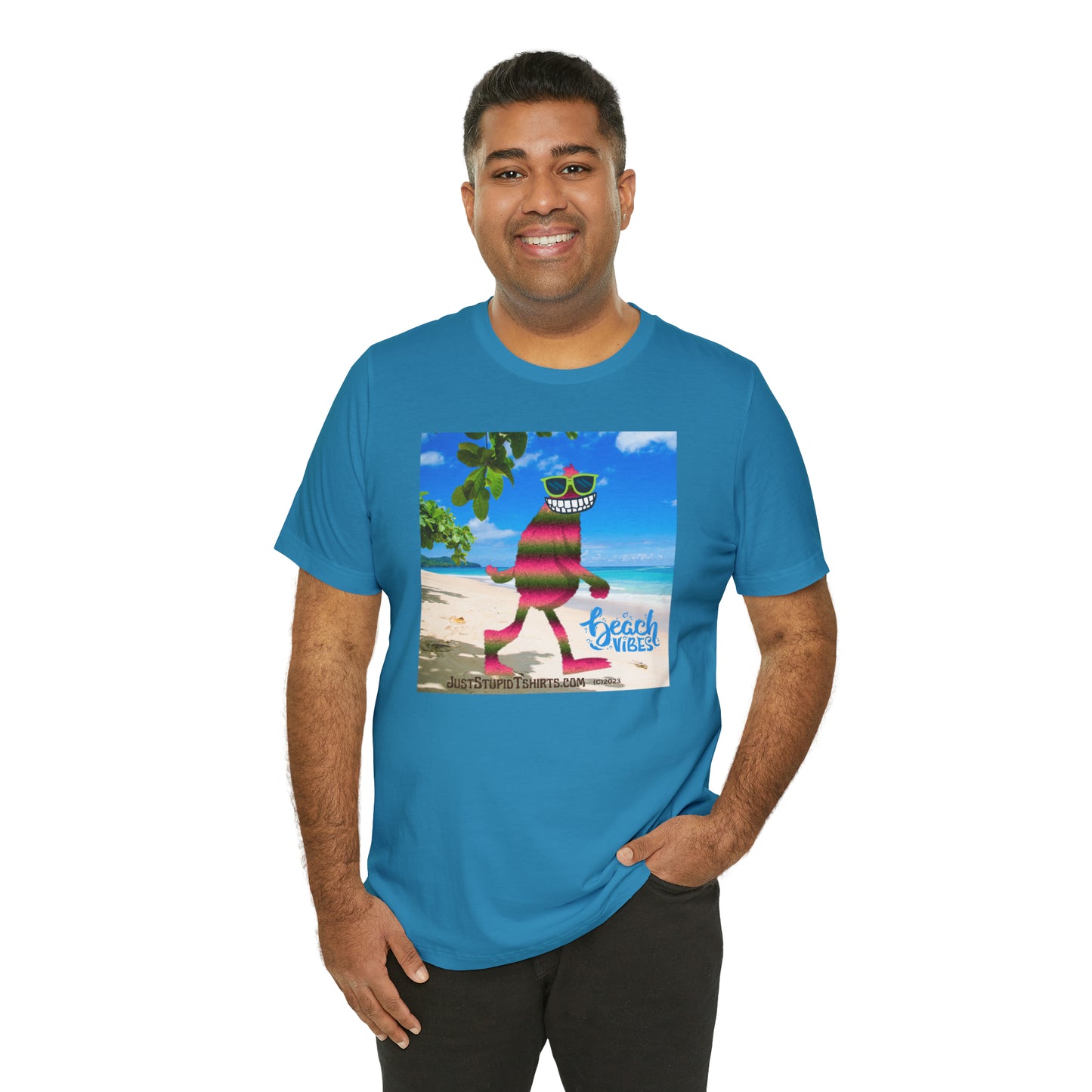 Beach Vibes Squatch Unisex Jersey Short Sleeve Tee- Big Foot Gifts, Yeti Tshirt,