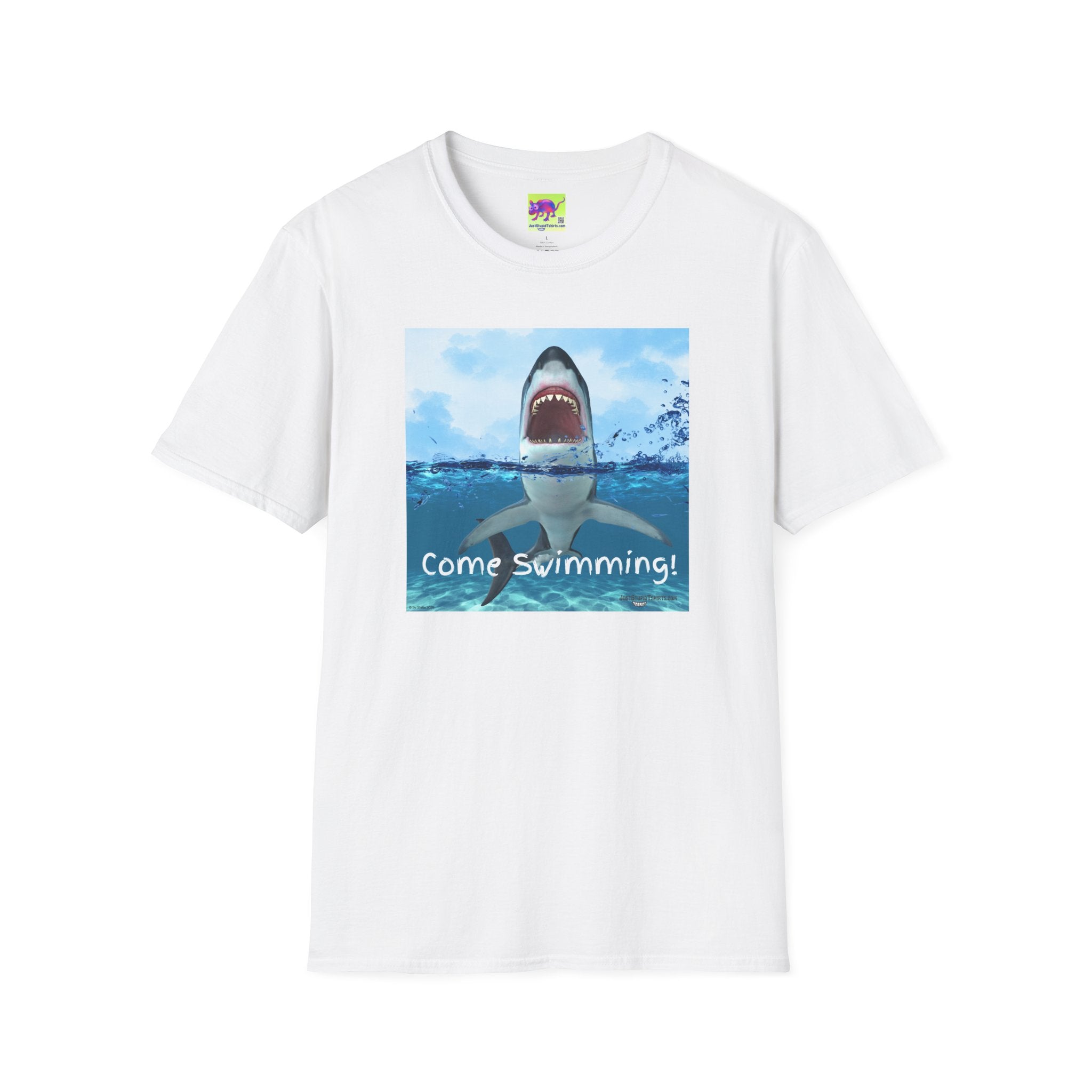 Shark Graphic T-Shirt — 'Come Swimming' Ocean Shark Tee