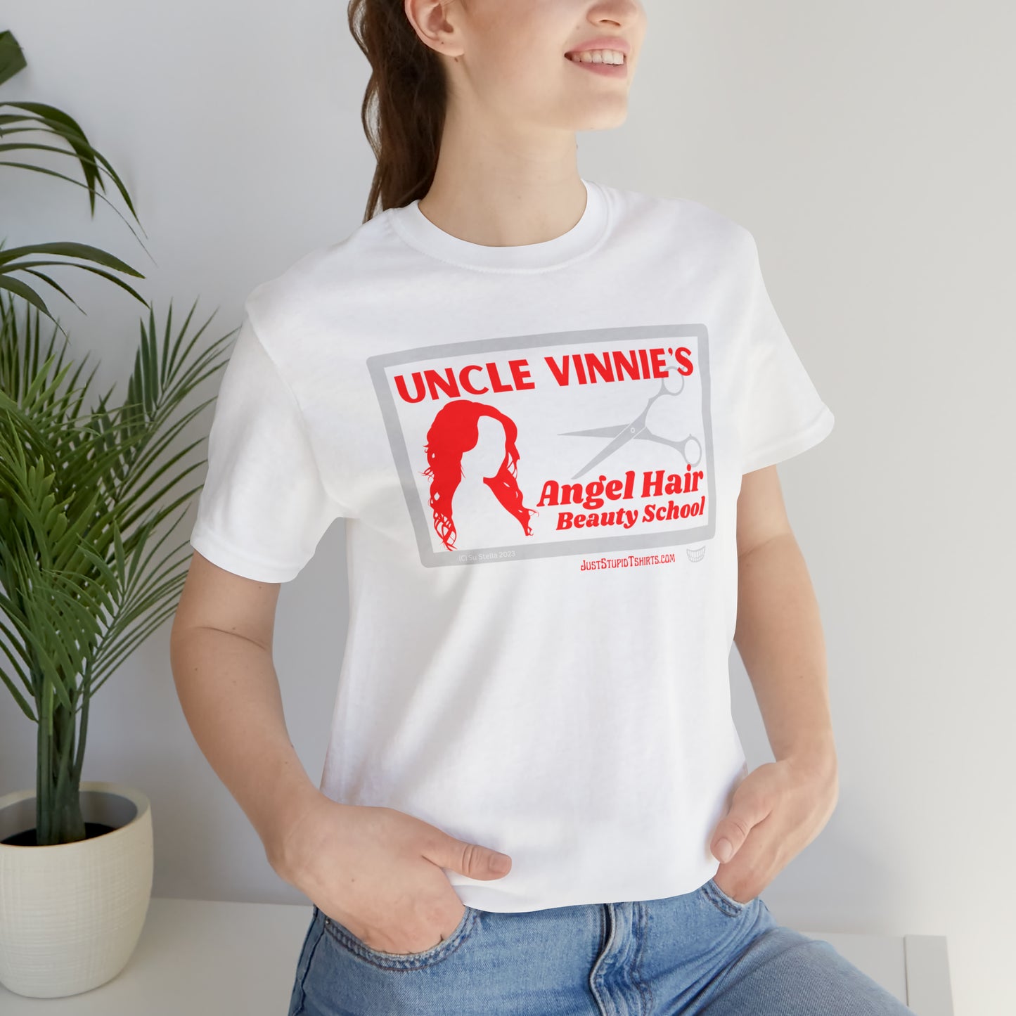 Uncle Vinnies Angel Hair School- Unisex Jersey Short Sleeve Tee Novelty T Shirt