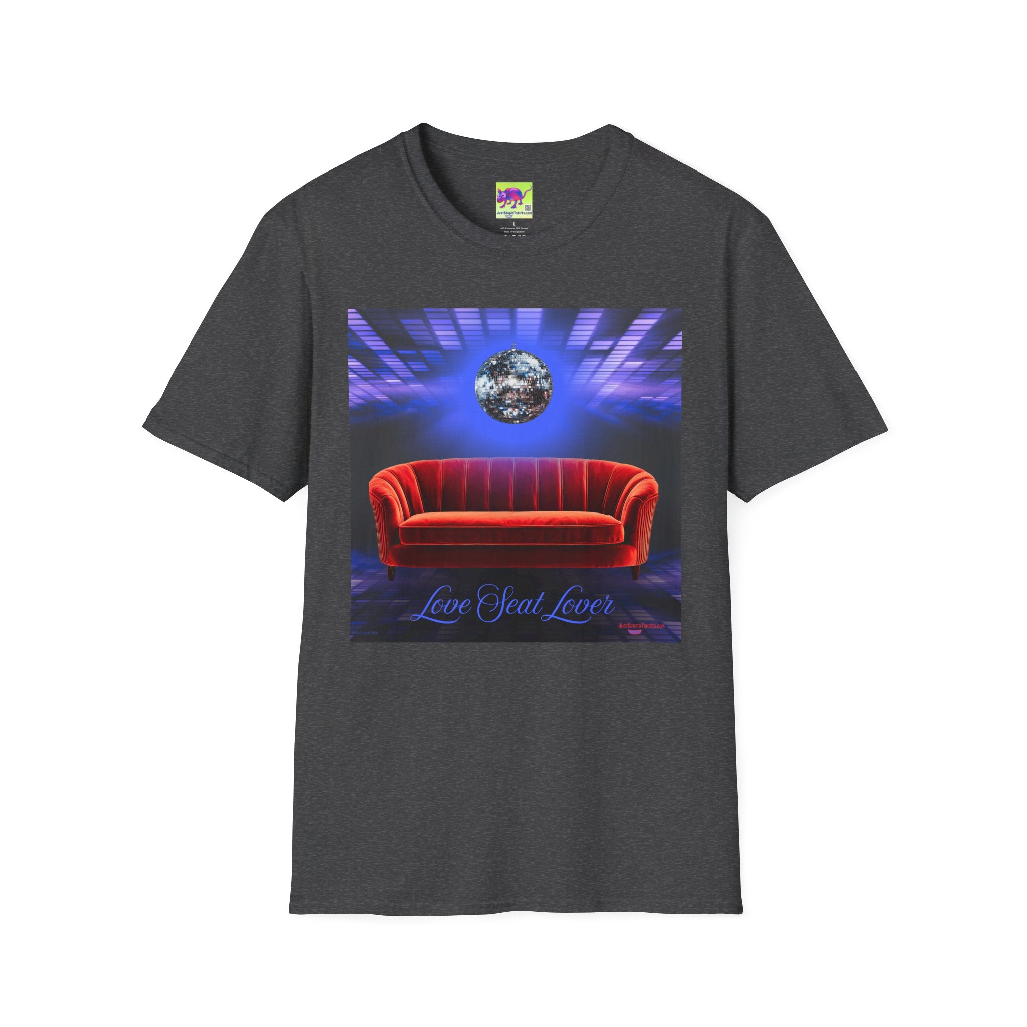 'Love Seat Lover'  ~Retro Disco Sofa T-Shirt — Sexy Red Velvet Love Seat  Graphic Tee- Feel the love